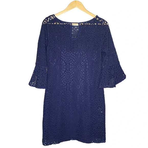 Lilly Pulitzer Navy Blue Fontaine Lace Mini Shift Dress Size Small - Picture 10 of 12